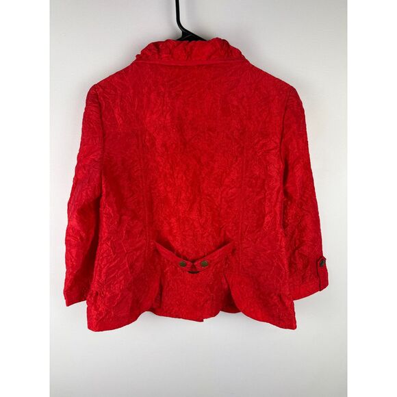 NWOT Chico's Crinkle Sheen red jacket, blazer, US Size 4 - Picture 3 of 15